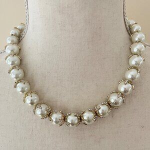 Charter Club Graduated Faux Pearl and Crystal Gold Tone Collar Necklace